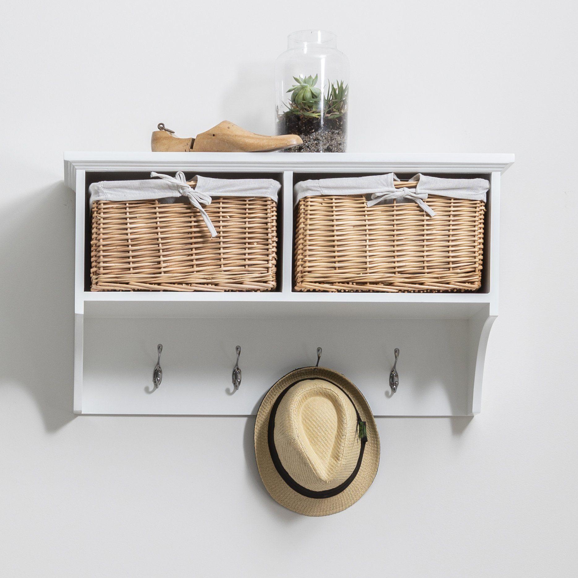 Outlet Fyfield Coat Rack with Shelf Storage Baskets White
