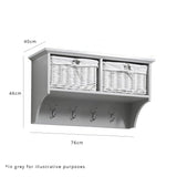 Outlet - Fyfield Coat Rack with Shelf & Storage Baskets - White - Laura James