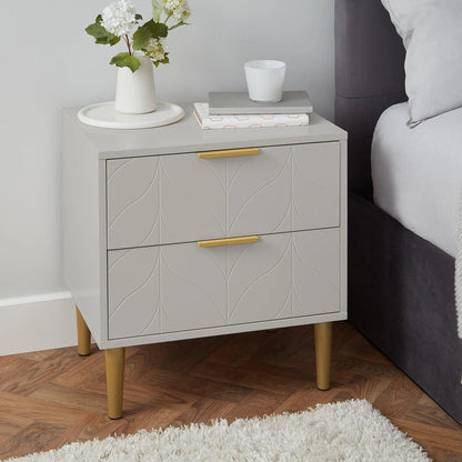 Gloria bedside table - grey and brass effect - Laura James