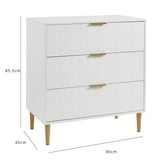 Outlet Gloria 3 Drawers White Chest of Drawers - Laura James