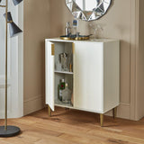 Outlet – Gloria small sideboard - white and brass effect