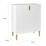 Outlet – Gloria small sideboard - white and brass effect