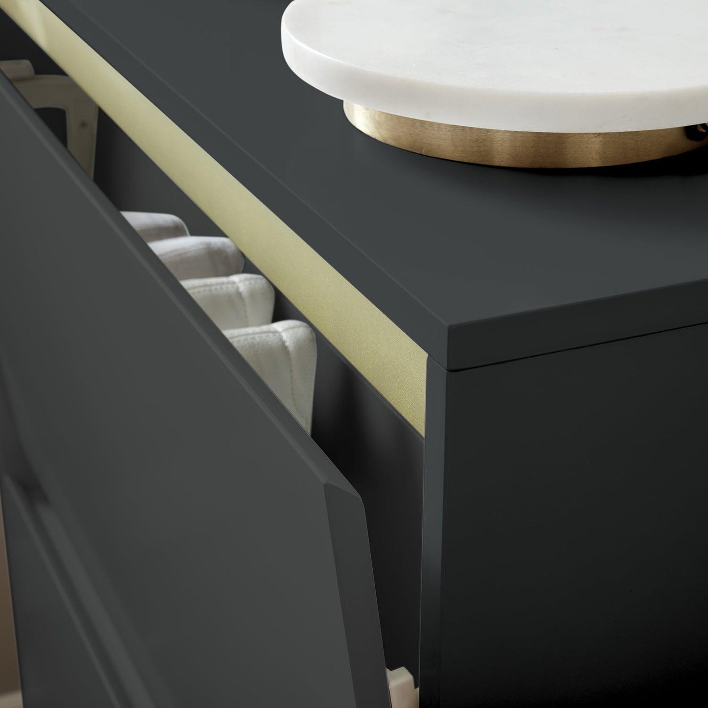 Iliana shoe cabinet - 2 door - charcoal grey - Laura James