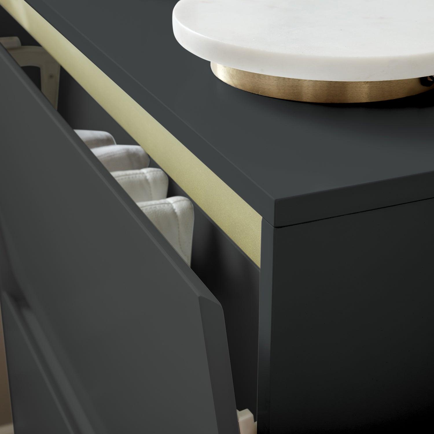 Iliana shoe cabinet - 2 door - charcoal grey - Laura James