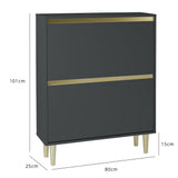 Iliana shoe cabinet - 2 door - charcoal grey - Laura James