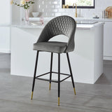 Marilyn bar stool - grey velvet - Laura James