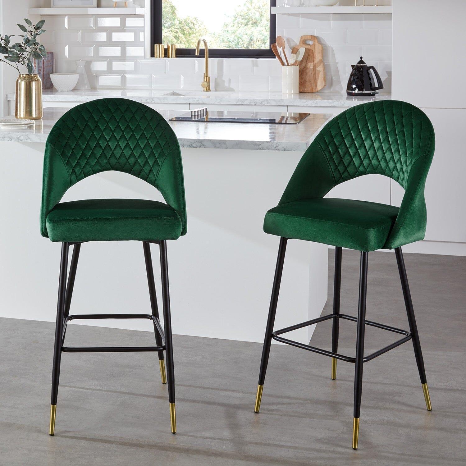 Marilyn bar stool - set of 2 - green velvet - Laura James