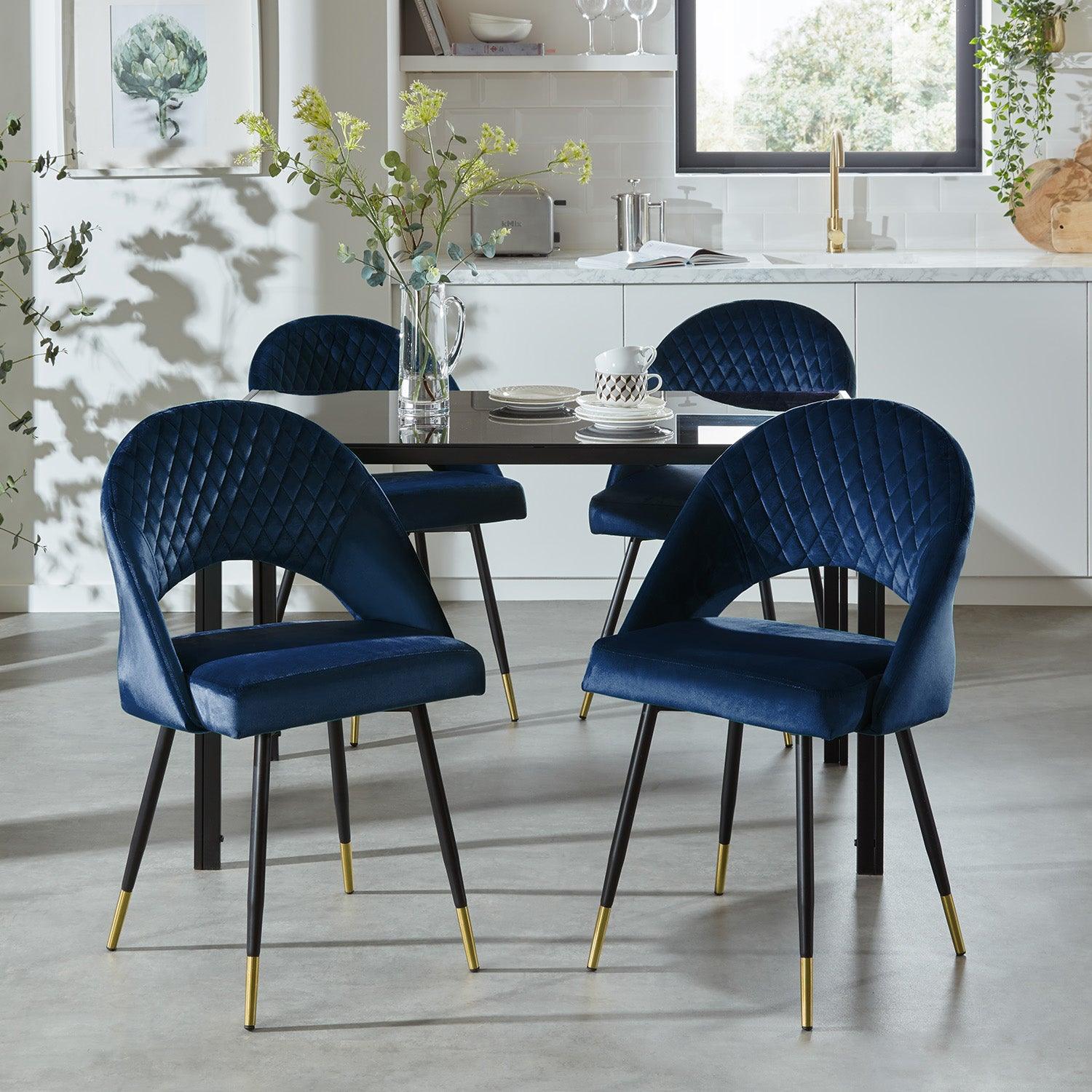 Outlet Marilyn Dining Chairs Set Of Blue Velvet – Laura James