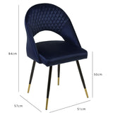 Outlet - Marilyn Dining Chairs - Set Of 2 - Blue Velvet - Laura James