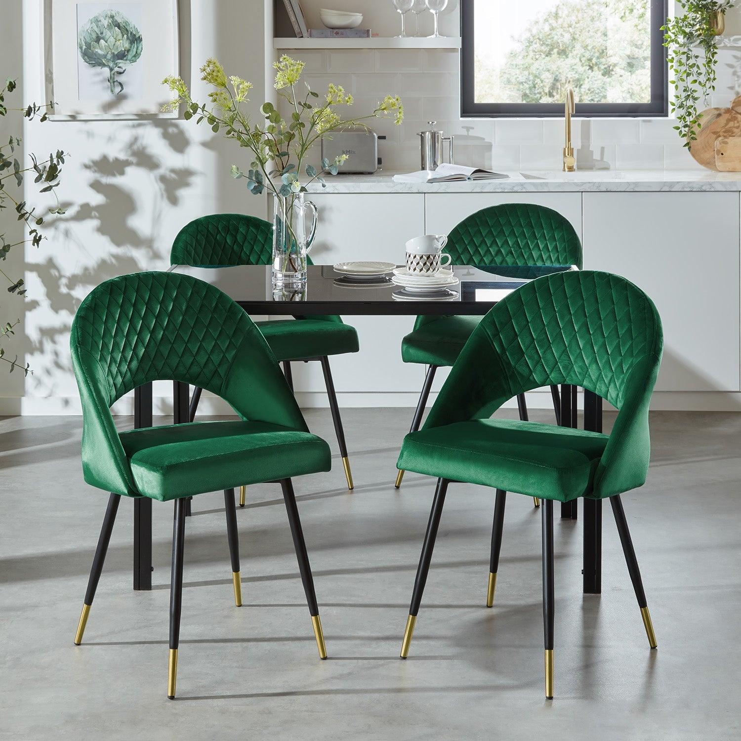 Marilyn dining chairs - set of 2 - green velvet - Laura James