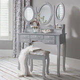 Monaco Dressing Table, Stool & Mirror Set - Grey Painted - In Stock Date - 2nd June 2020 - Laura James