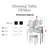 Monaco Dressing Table, Stool & Mirror Set - White Painted - In Stock Date - 2nd June 2020 - Laura James