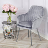 Muse accent chair – grey with silver legs - Laura James