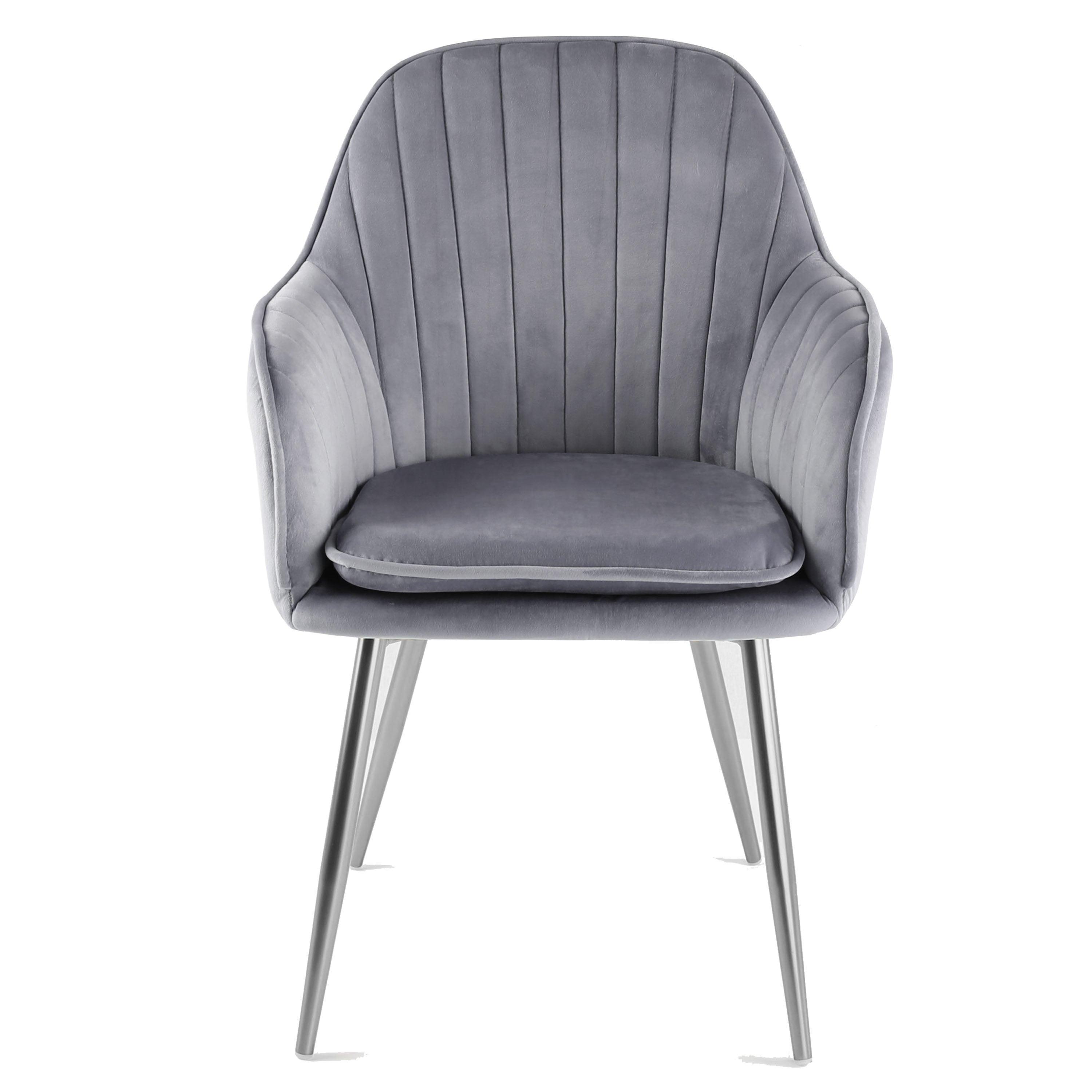 Outlet Muse Accent Chair Set of Grey With Silver Legs - Main Image