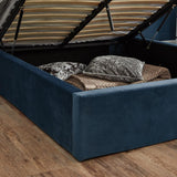 Blue velvet modern king size ottoman bed frame - Laura James