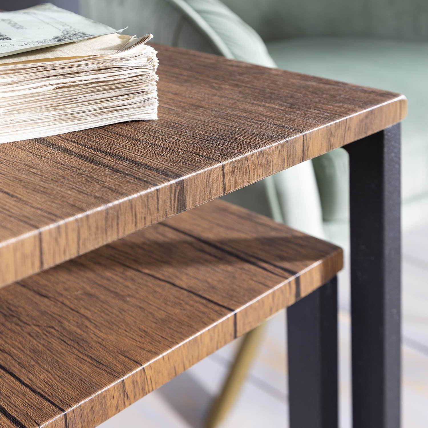 Outlet Sheffield industrial nest of tables wood effect metal Laura James