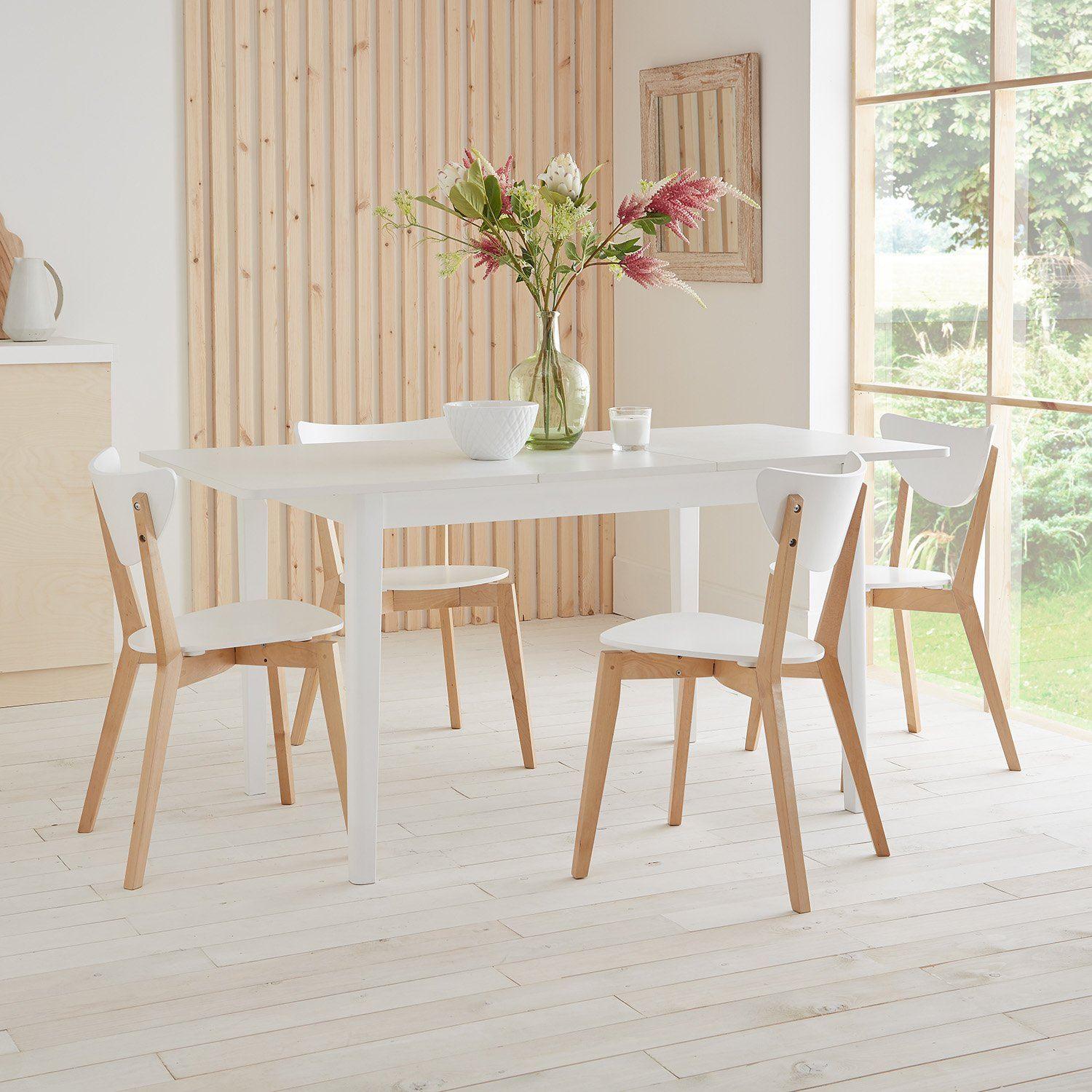 Paul Extendable Dining Table with 4 Chairs Large White Laura James