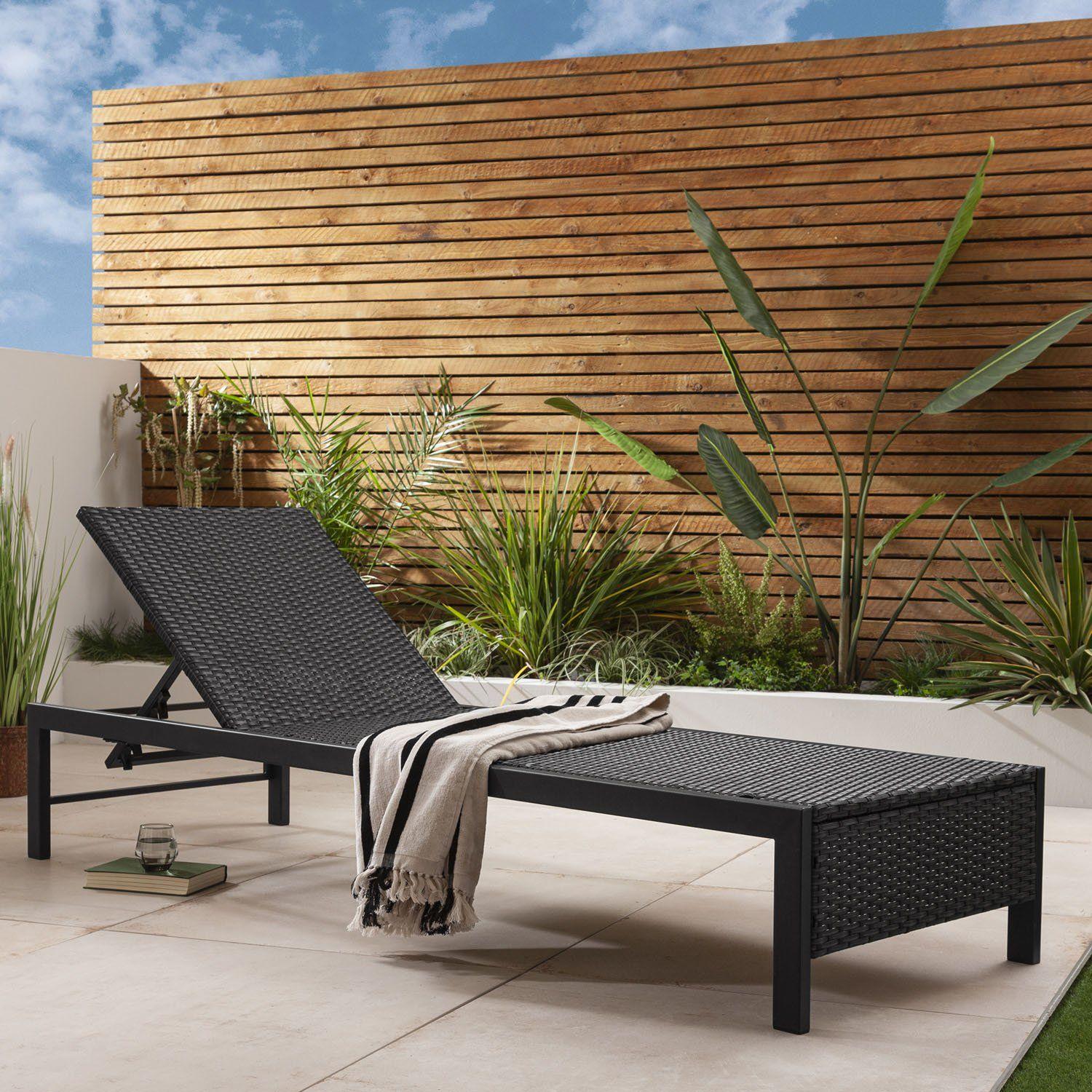 Rena Rattan Sun Lounger Black
