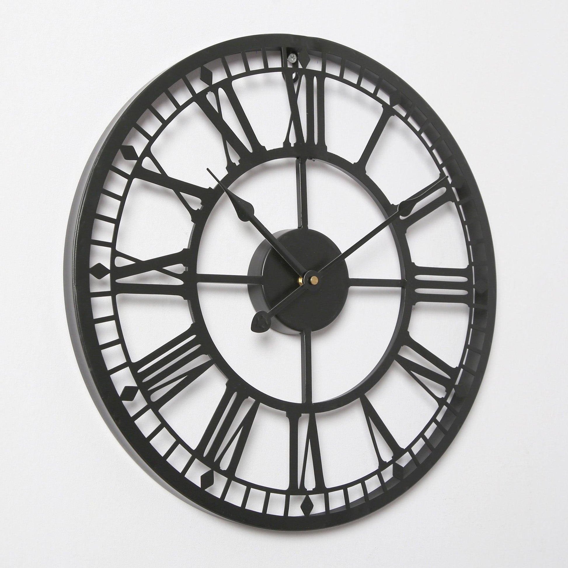 Riseley 40cm Metal Skeleton Wall Clock - Black - Laura James