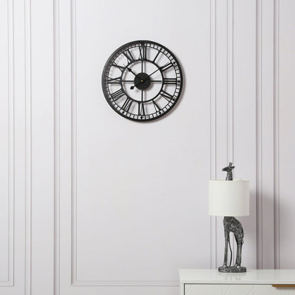 Riseley 40cm Metal Skeleton Wall Clock - Black - Laura James