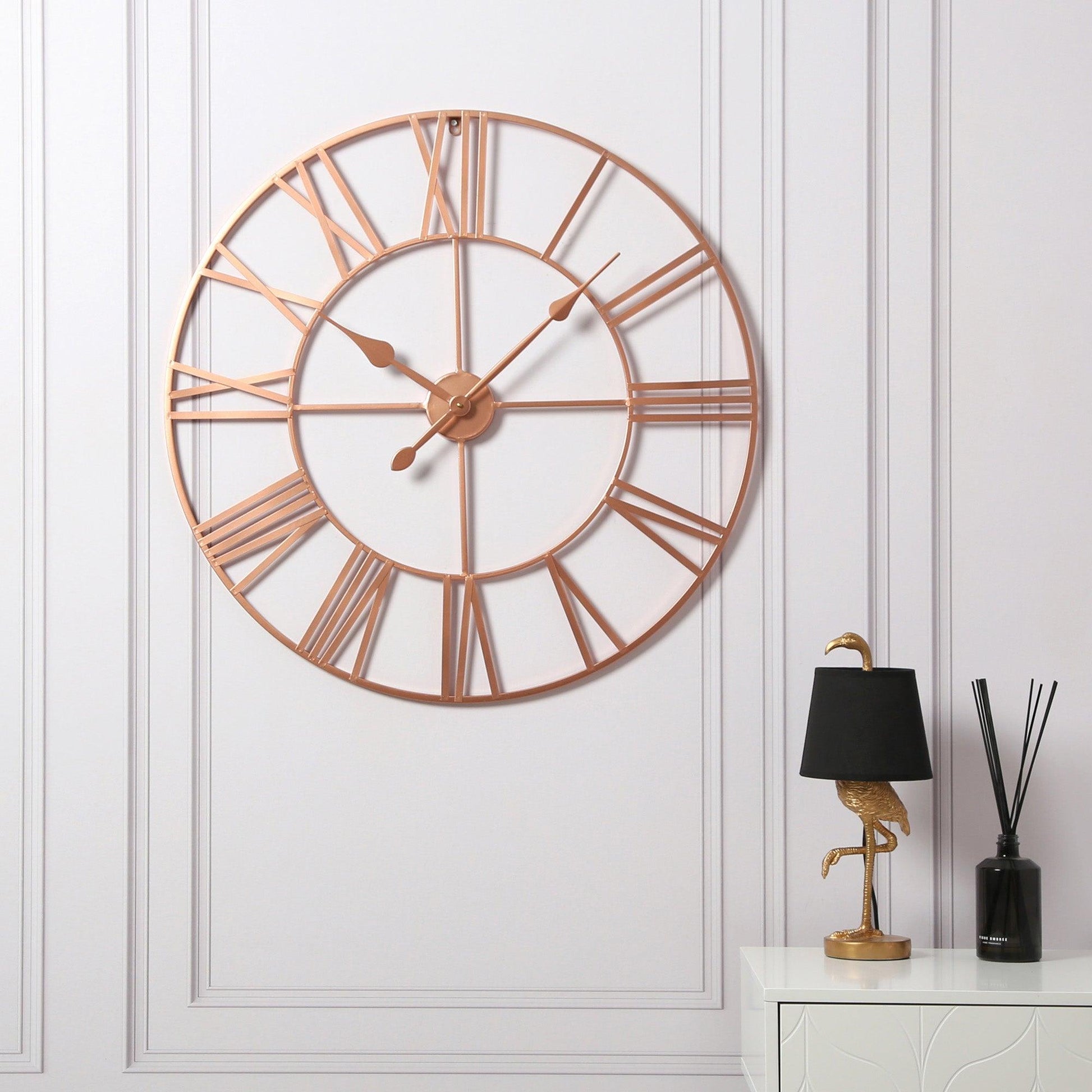 Riseley 80cm Metal Skeleton Wall Clock - Copper - Laura James