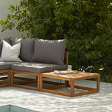 Rowan 4 Seater Wooden Garden Chaise Corner Sofa Set - Grey - Laura James