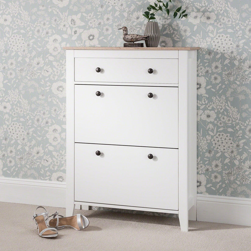 Sandhurst Shoe 3 Door White & Oak Effect Laura James