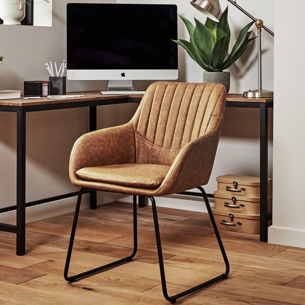Sheffield Office Faux Leather Chair Tan Legs