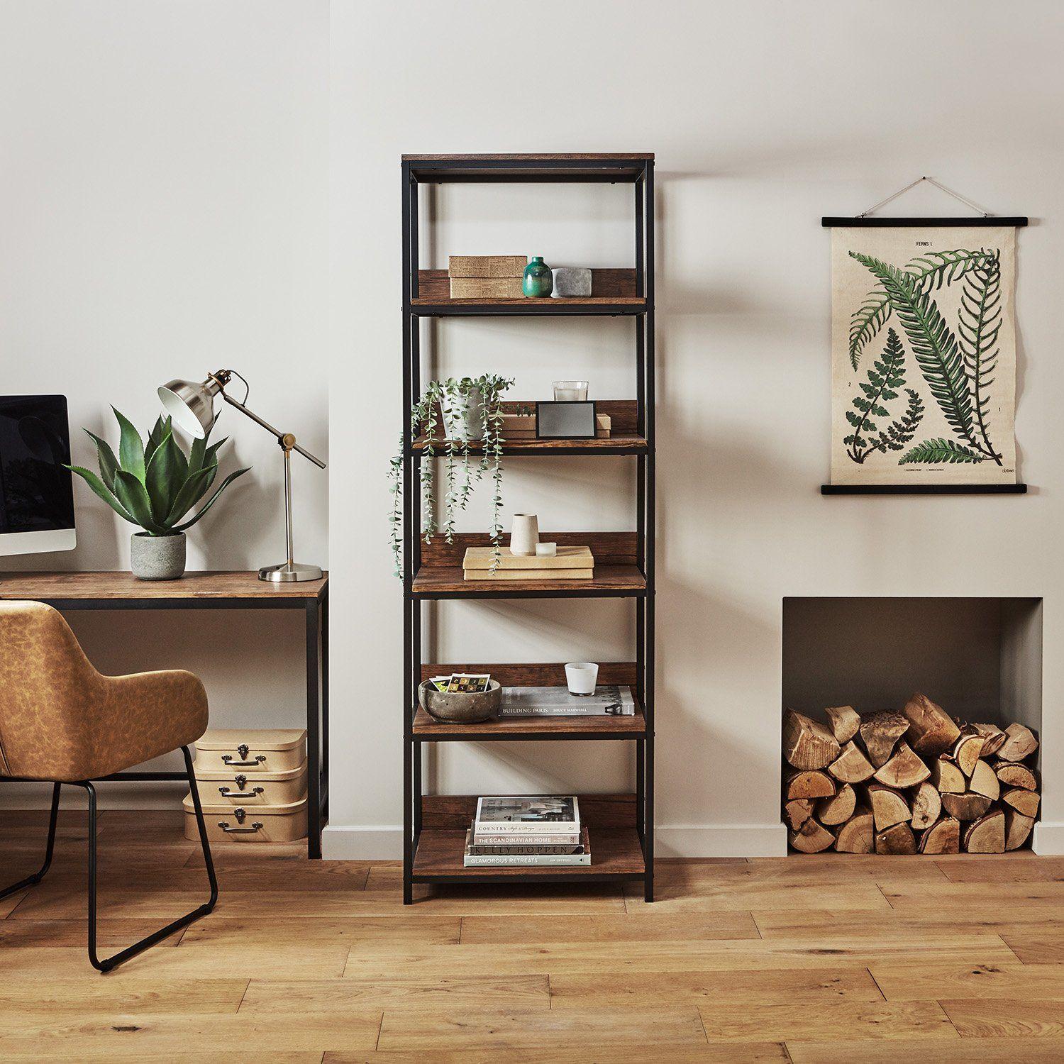 Sheffield Wooden Tall Bookcase Metal Frame