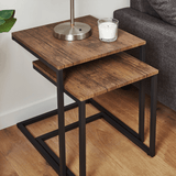 Sheffield industrial nest of tables - wood effect & metal - Laura James
