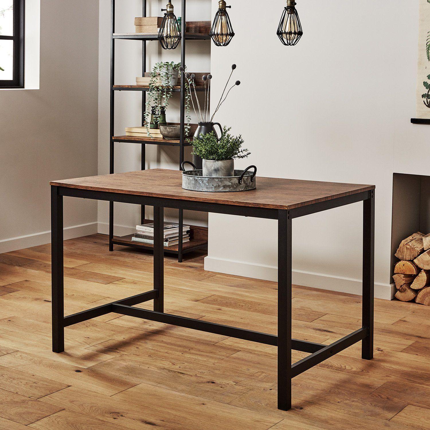 Sheffield Industrial Wood Dining Table with Black Metal Legs Laura James