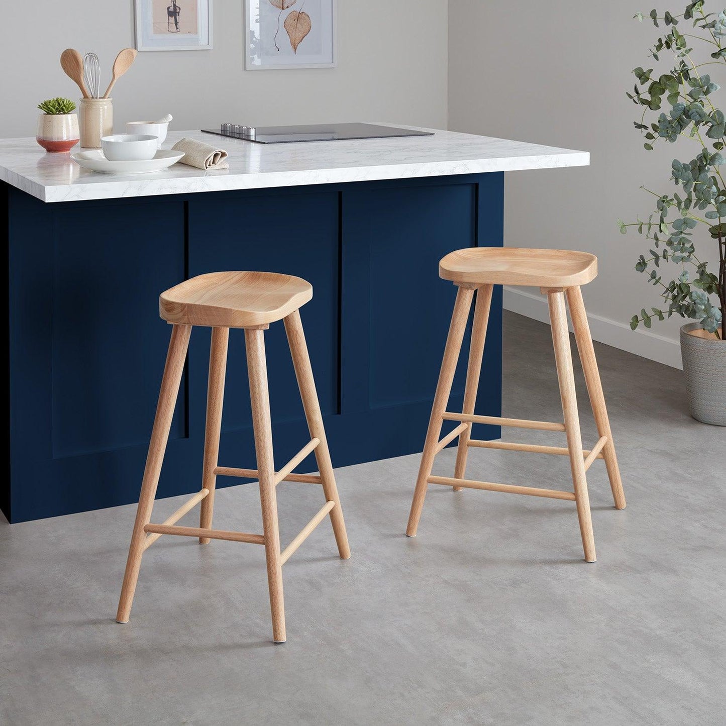 Silvester bar stool - natural wood finish - Laura James