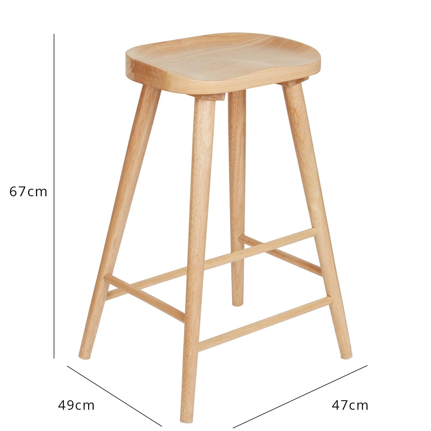 Silvester bar stool - natural wood finish - Laura James