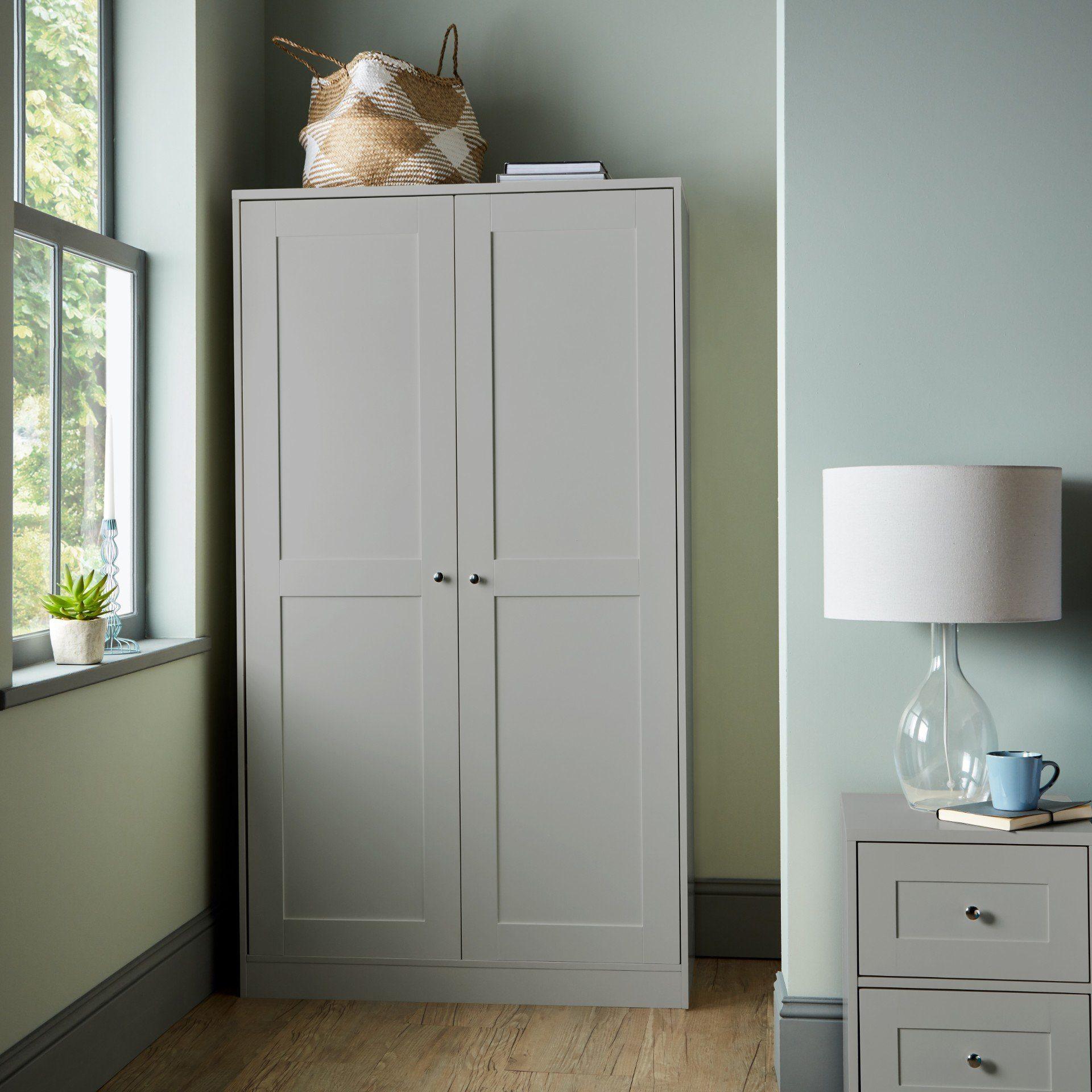 2 door grey wardrobe discount