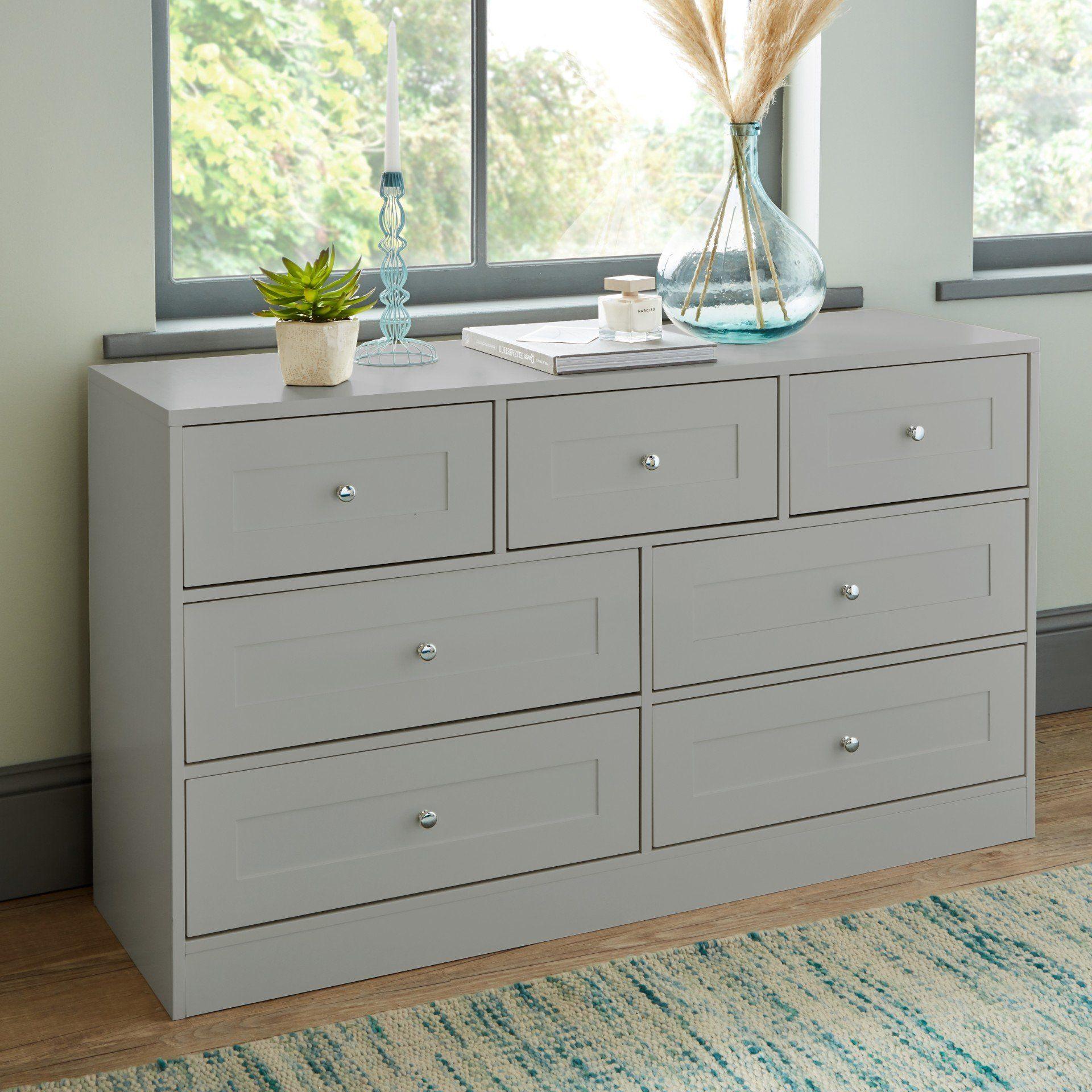 Stevie 7 Drawer Chest of Drawers - Grey – Laura James