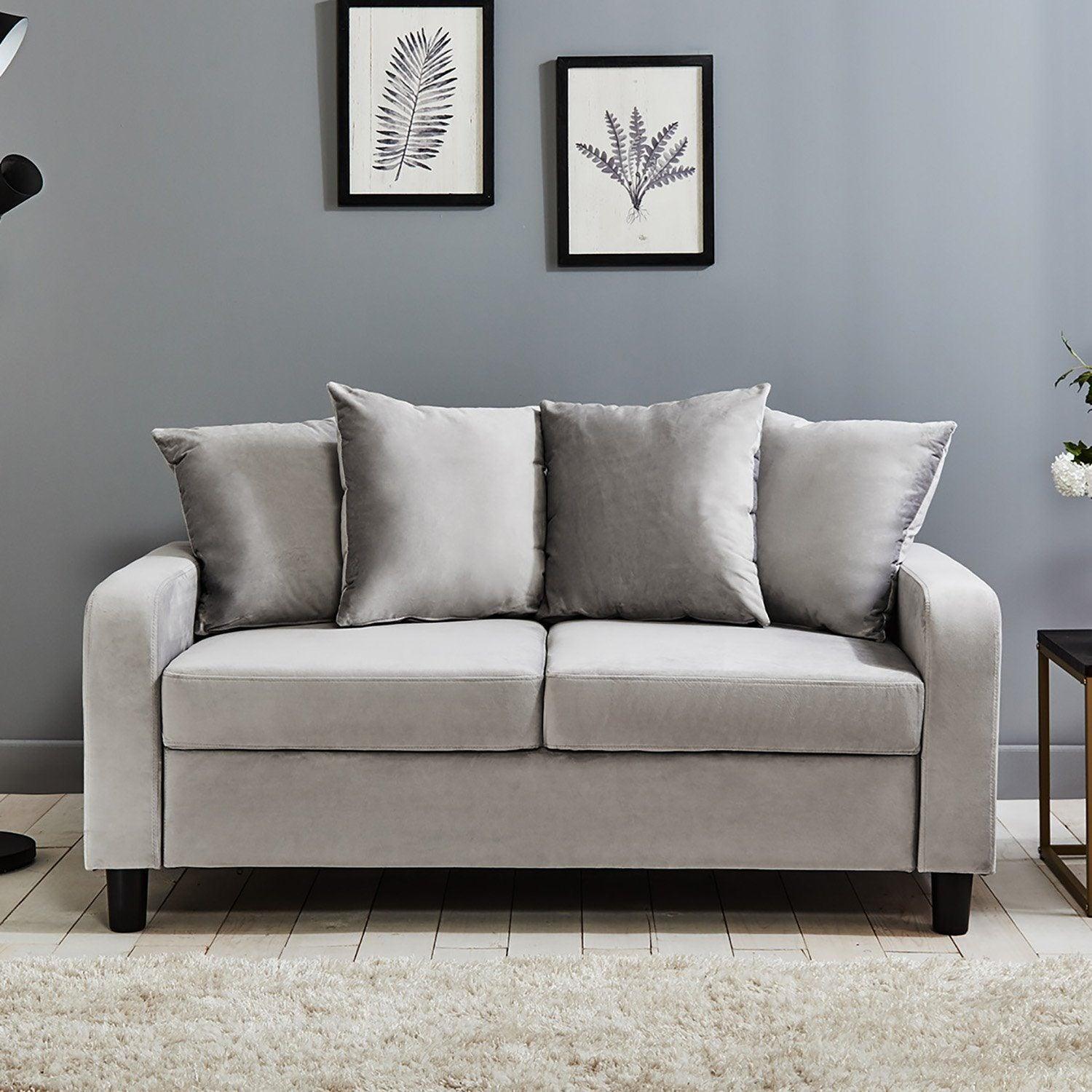 Tracy 2 Seater Sofa Grey Velvet Legs
