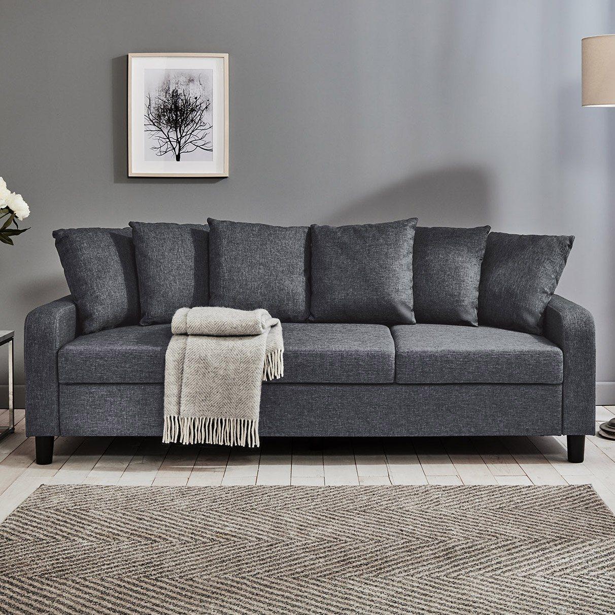 Tracy 3 Seater Sofa Grey Linen Legs