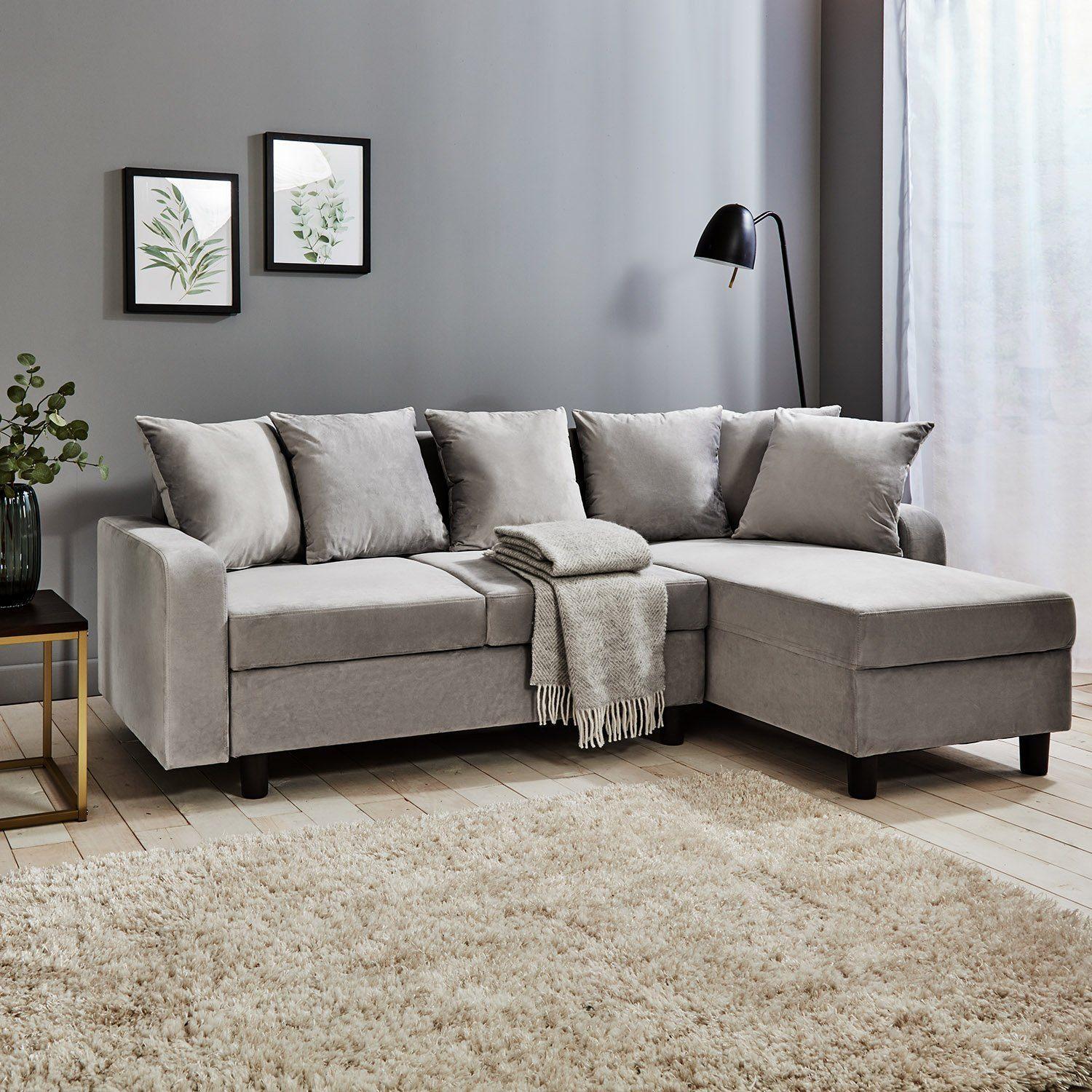 Tracy Corner Sofa Grey Velvet Legs