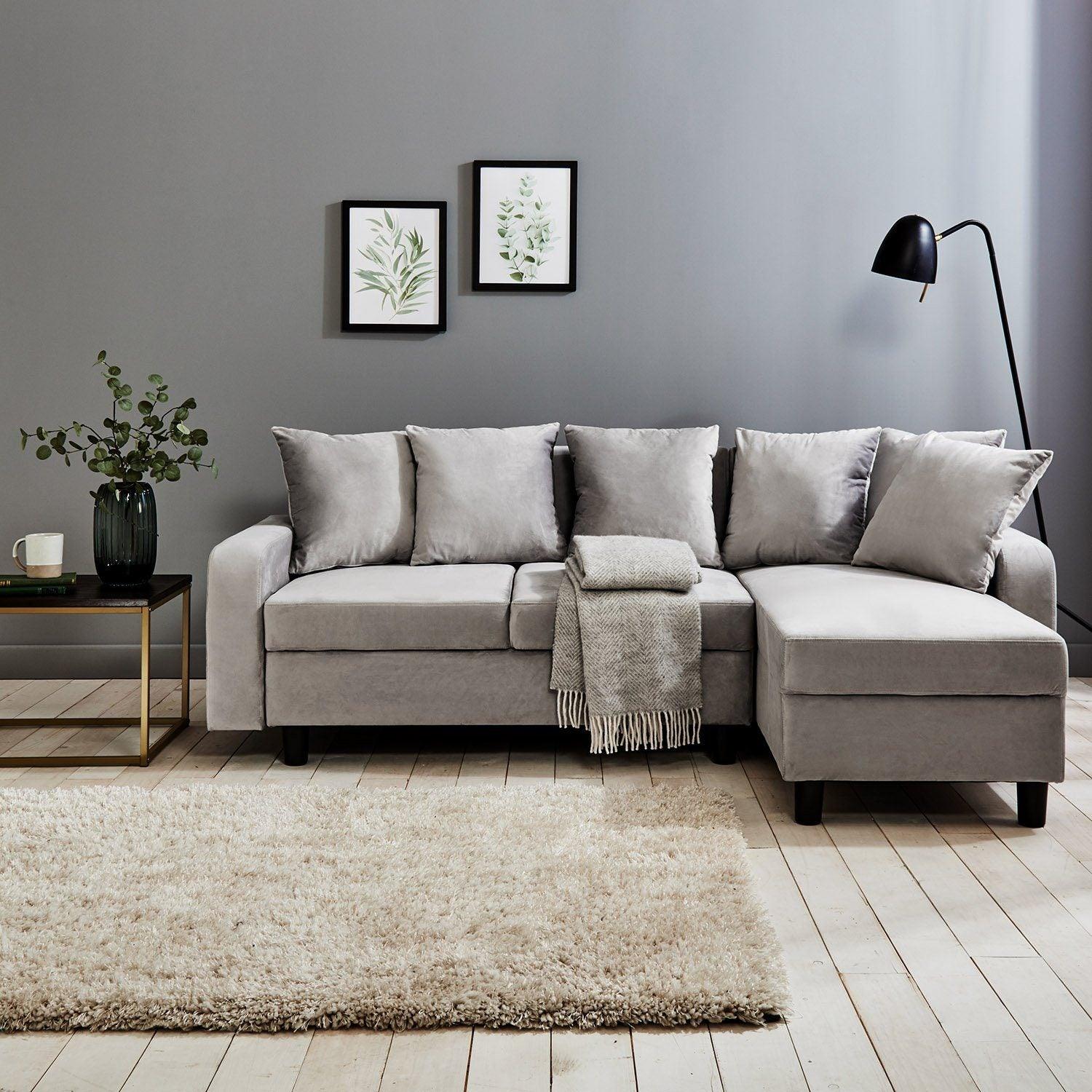 Tracy Corner Sofa Grey Velvet – Laura James