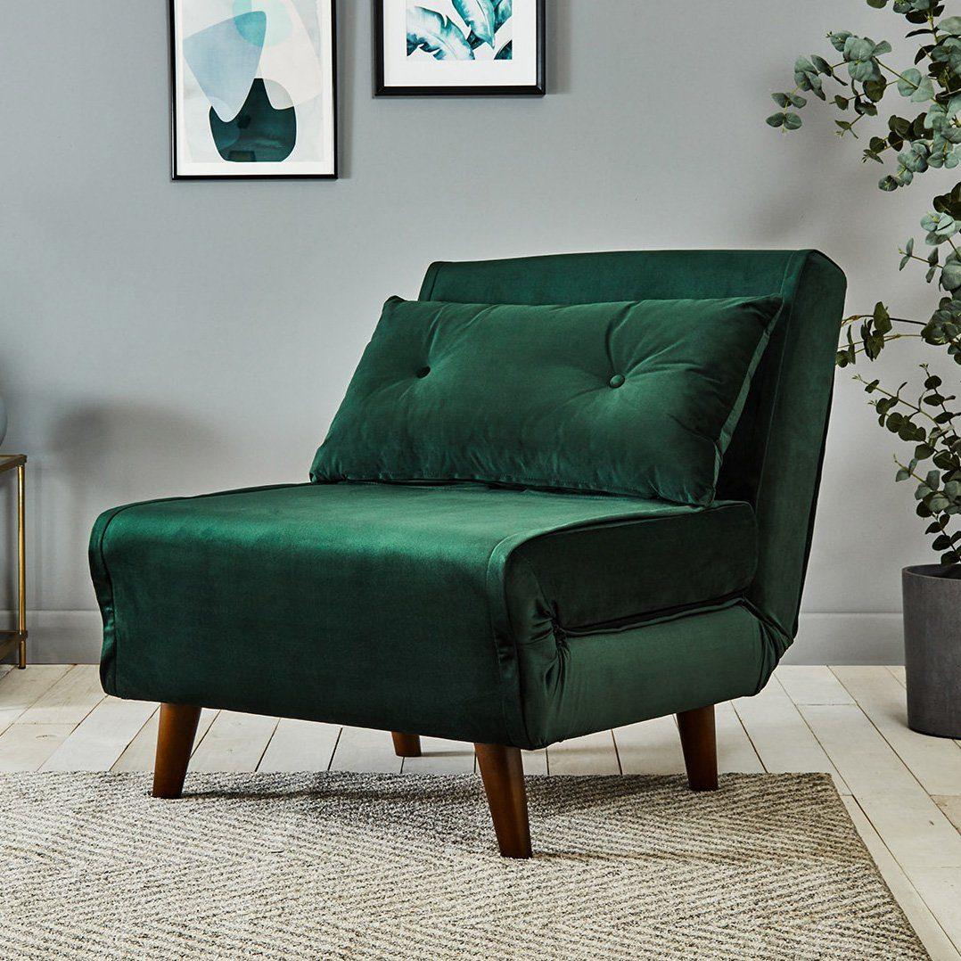 Una Green Velvet Single Sofa Bed Laura James1