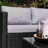 4 Seater Rattan Corner Sofa Set - Black Weave - Laura James