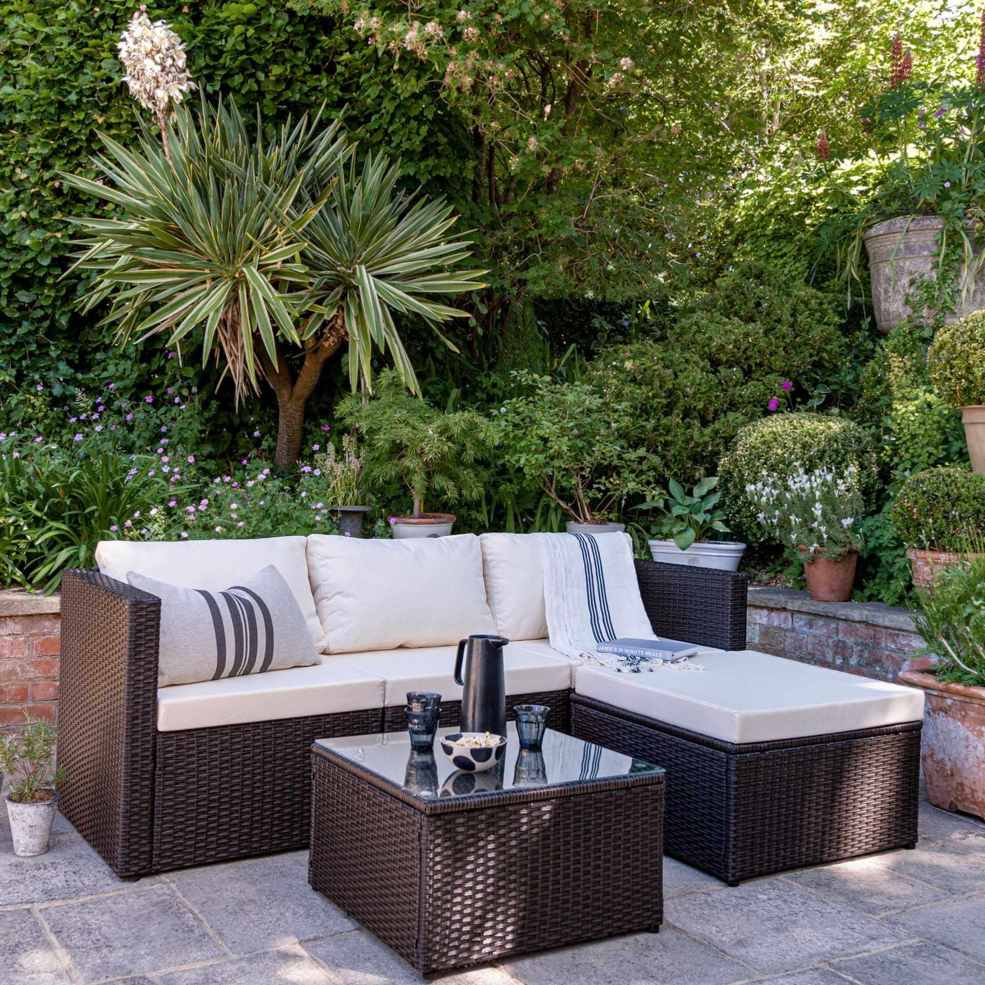 Weston Outlet 4 Seater Rattan Corner Sofa Set Brown Weave Laura James