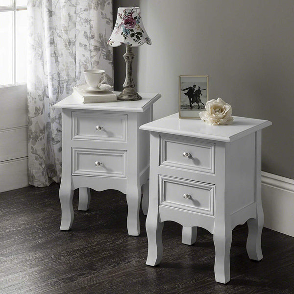 White Bedside Tables Fully Assembled Set of 2
