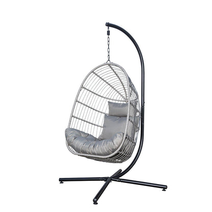 Wick hanging egg chair - light grey rattan - Laura James