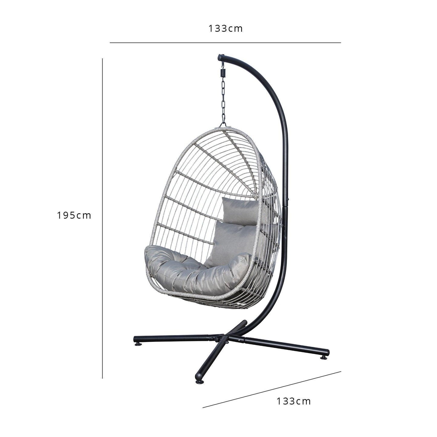 Wick hanging egg chair - light grey rattan - Laura James