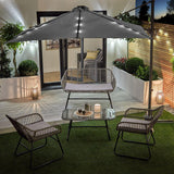Wick rattan sofa set with grey LED premium parasol - light grey - Laura James