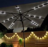 Wick rattan sofa set with grey LED premium parasol - light grey - Laura James
