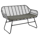 Wick rattan sofa set with grey LED premium parasol - light grey - Laura James