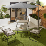 Wick rattan sofa set with grey parasol - light grey - Laura James