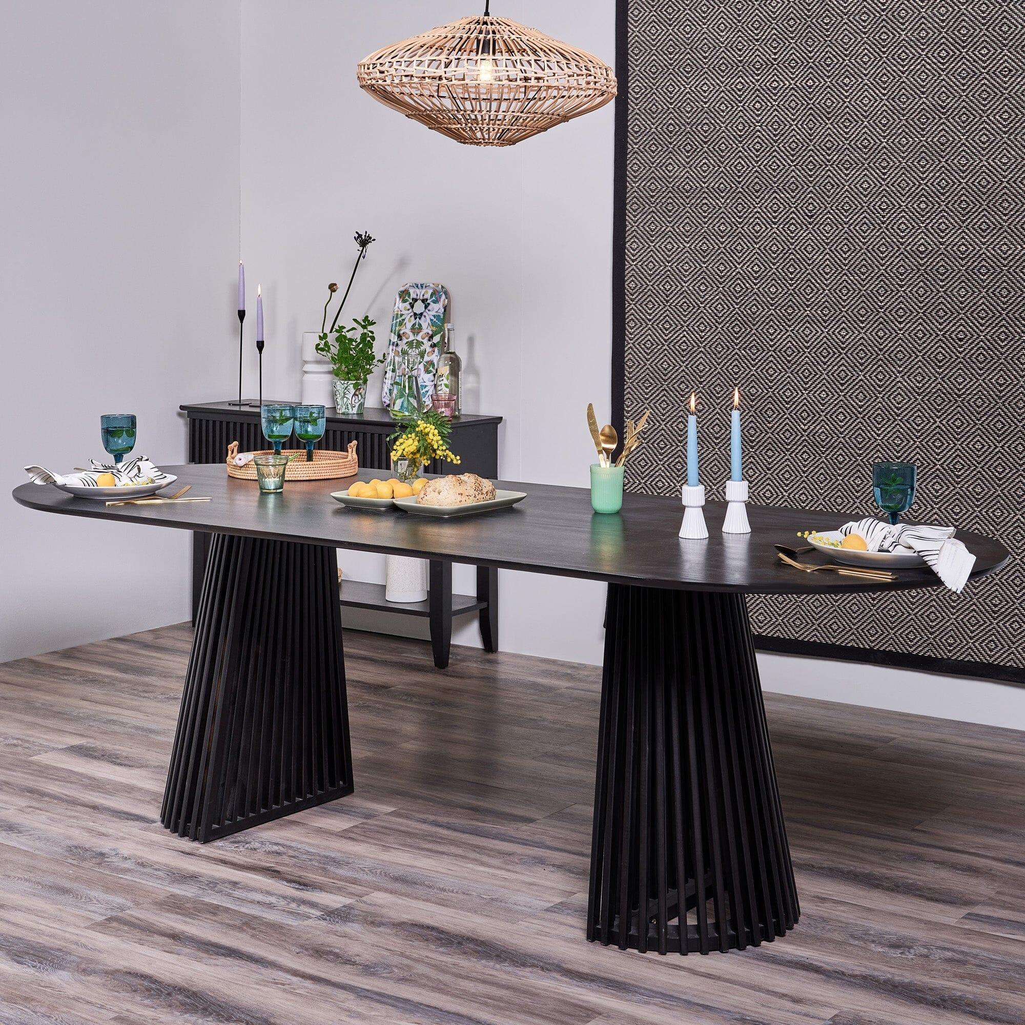 Willow Black Wood Oval Dining Table - Laura James